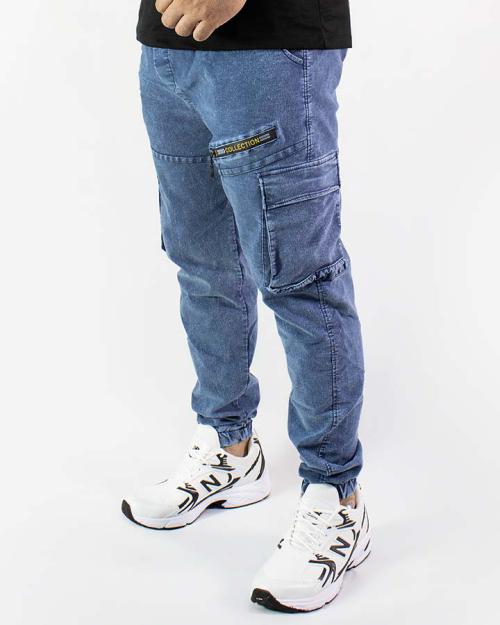 شلوار مردانه جیب دار طرح لی آبی مدل 1584